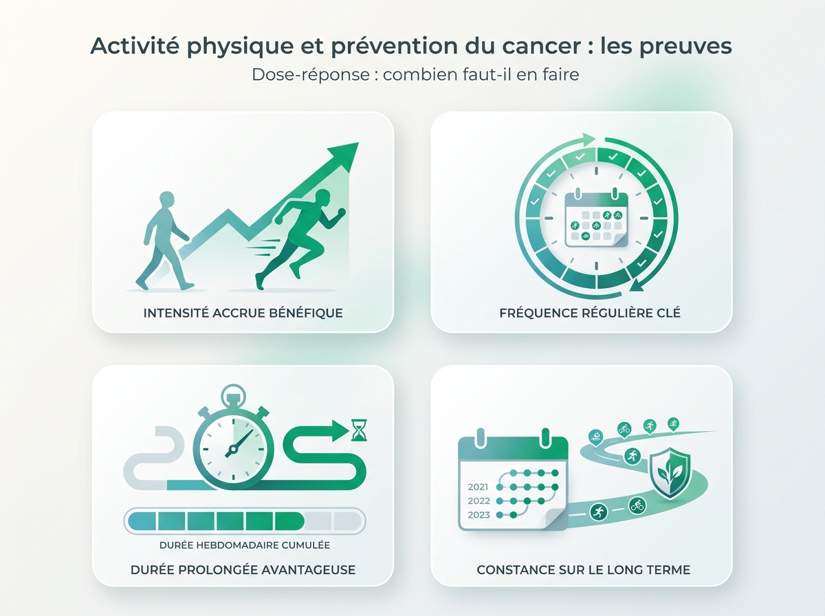 Infographie illustrant les points clés de la section « Dose-réponse : combien faut-il en faire »