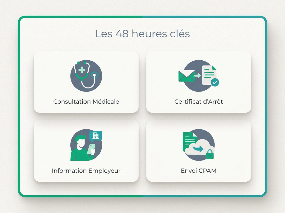 Infographie illustrant les points clés de la section « Les 48 heures clés »