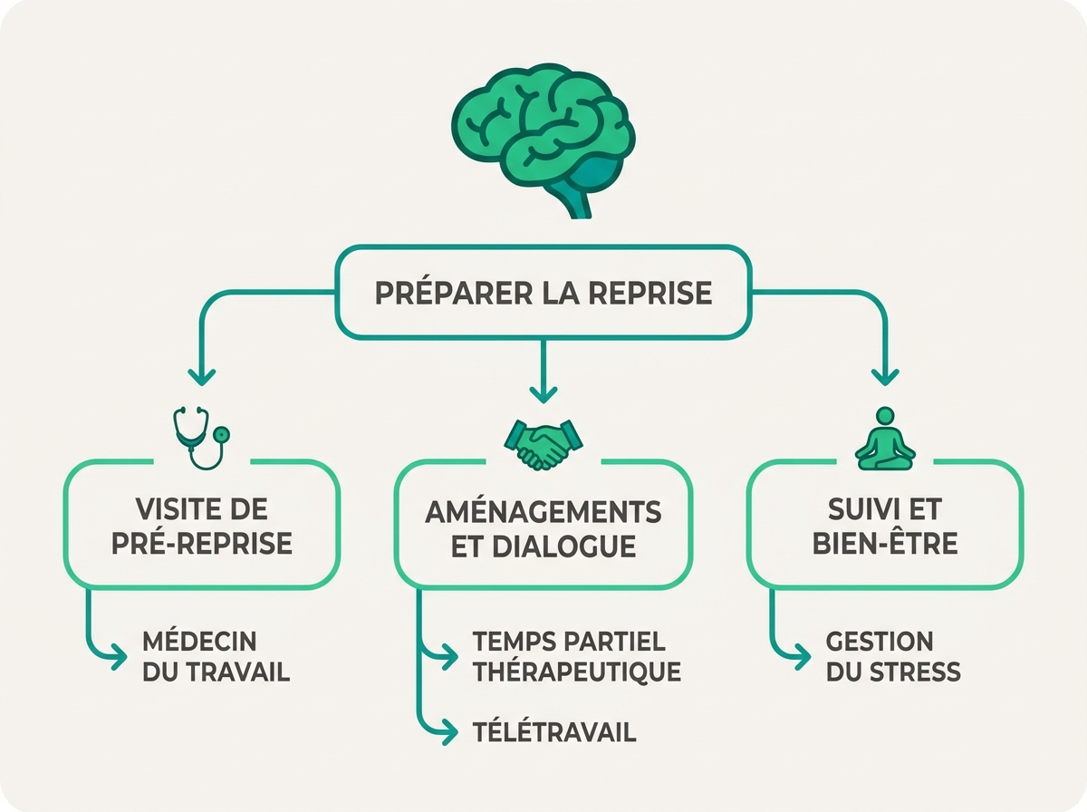Schéma médical illustrant « Préparer la reprise »