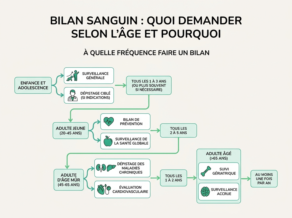 Schéma médical illustrant « À quelle fréquence faire un bilan »