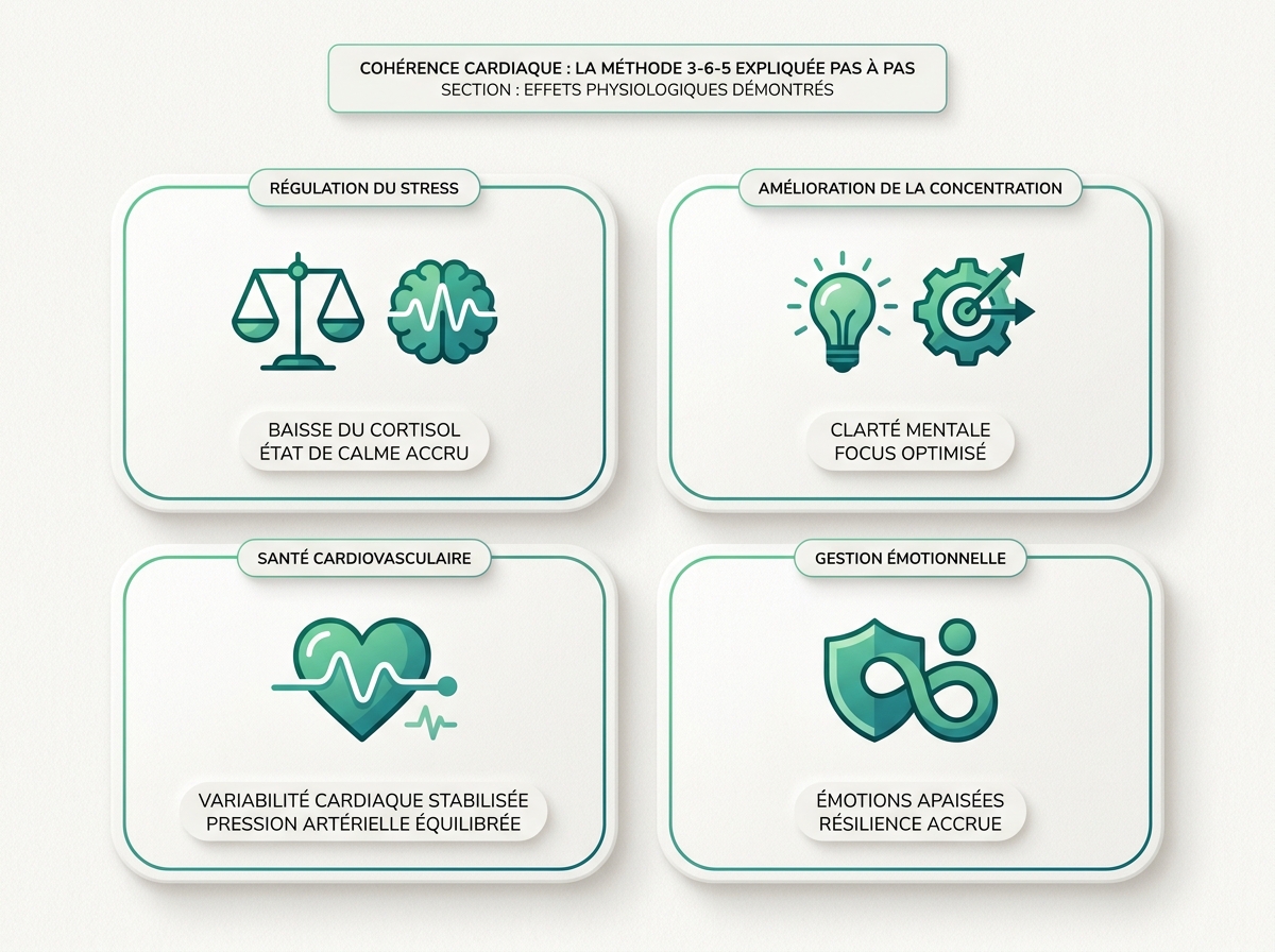 Infographie illustrant les points clés de la section « Effets physiologiques démontrés »