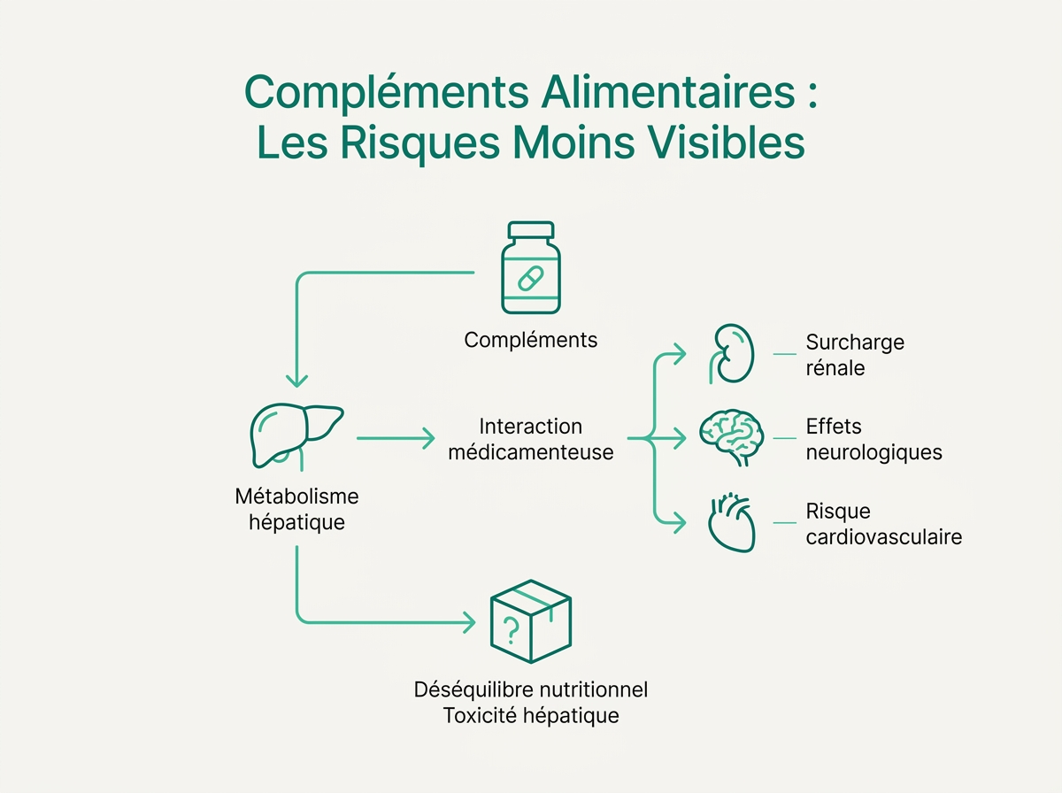 Schéma médical illustrant « Les risques moins visibles »