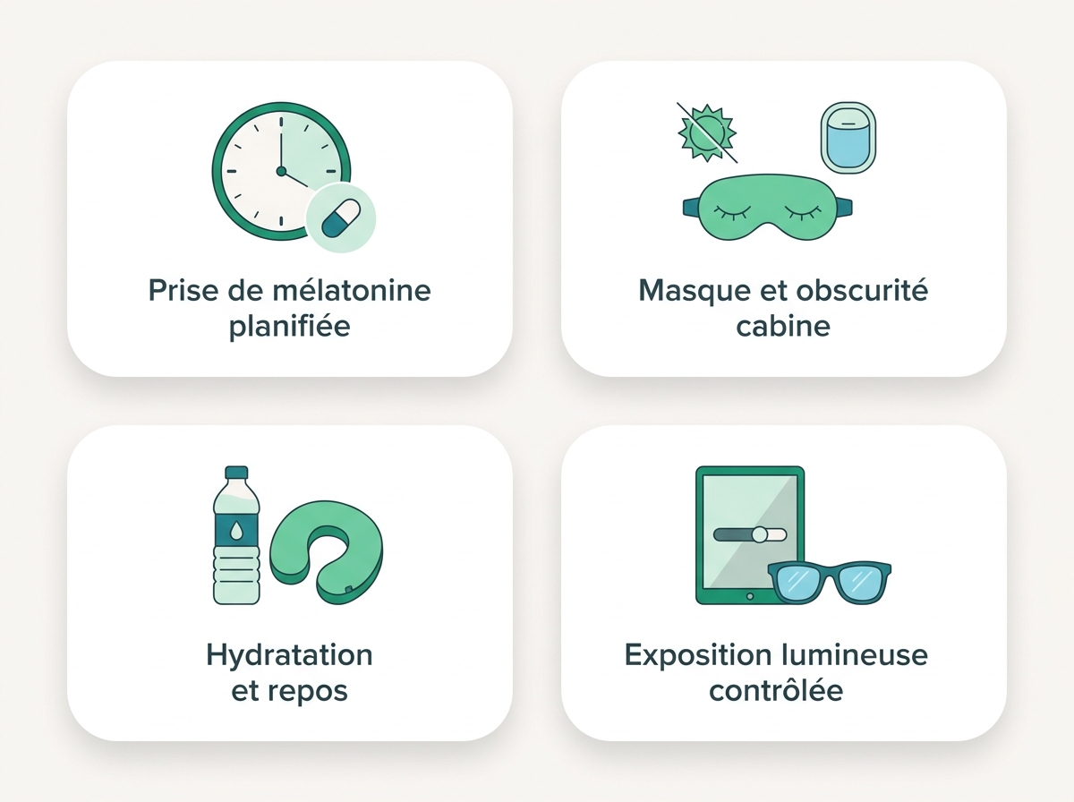 Infographie illustrant les points clés de la section « Pendant le vol »