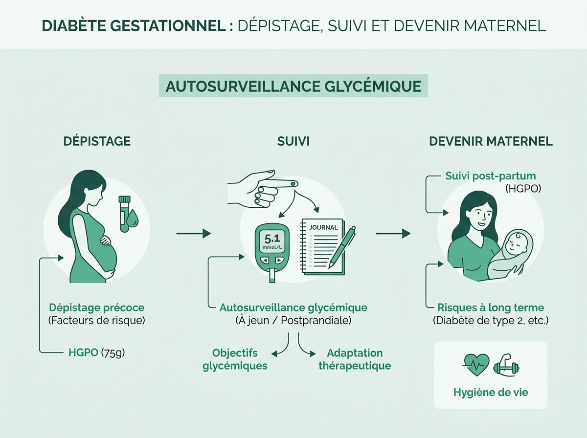 Schéma médical illustrant « Autosurveillance glycémique »