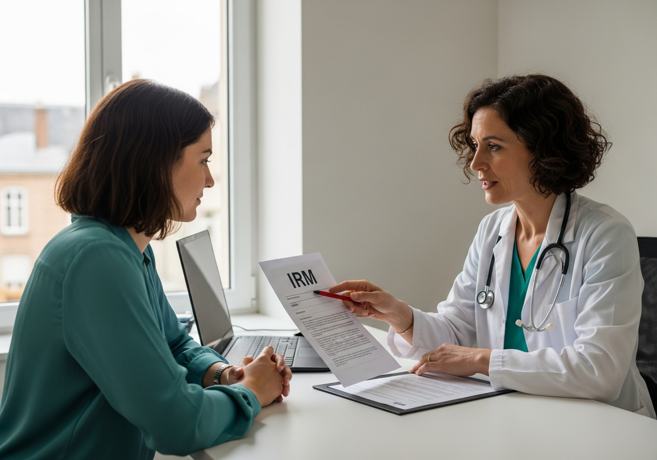 Jeune femme en consultation avec une gynécologue spécialiste dans un centre expert d'endométriose, parcours de soins expliqué