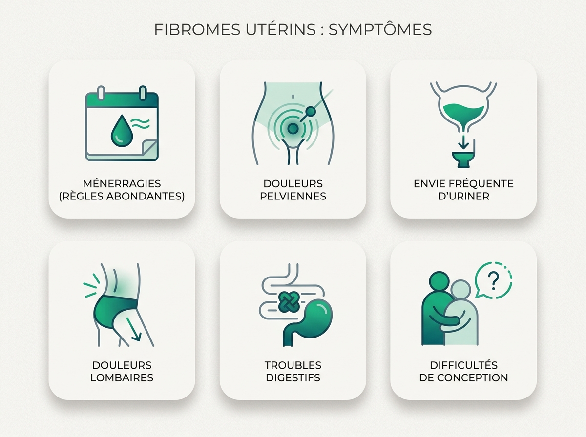 Infographie illustrant les points clés de la section « Symptômes »