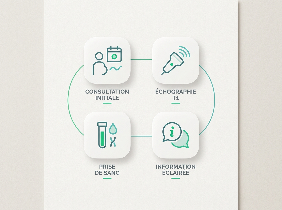 Infographie illustrant les points clés de la section « Dépistage de la trisomie 21 »