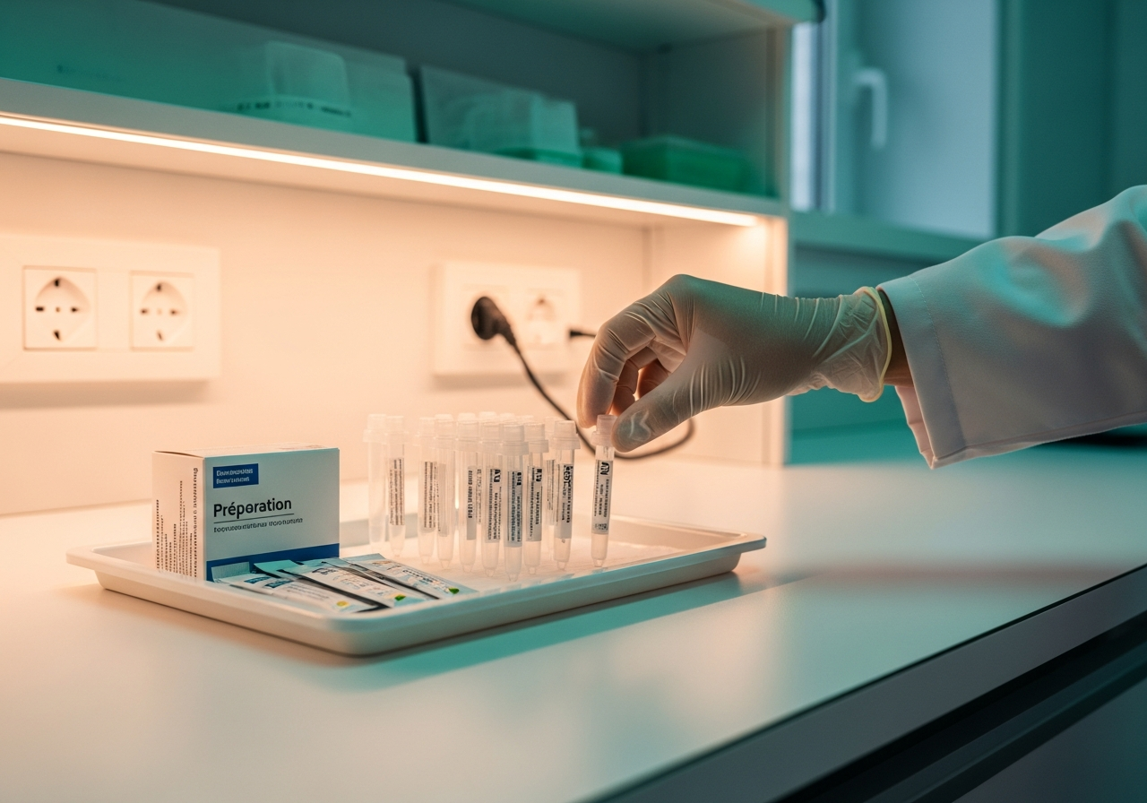 Tubes de collecte d'échantillons de souffle sur un plateau de laboratoire pour test respiratoire H. pylori urée 13C