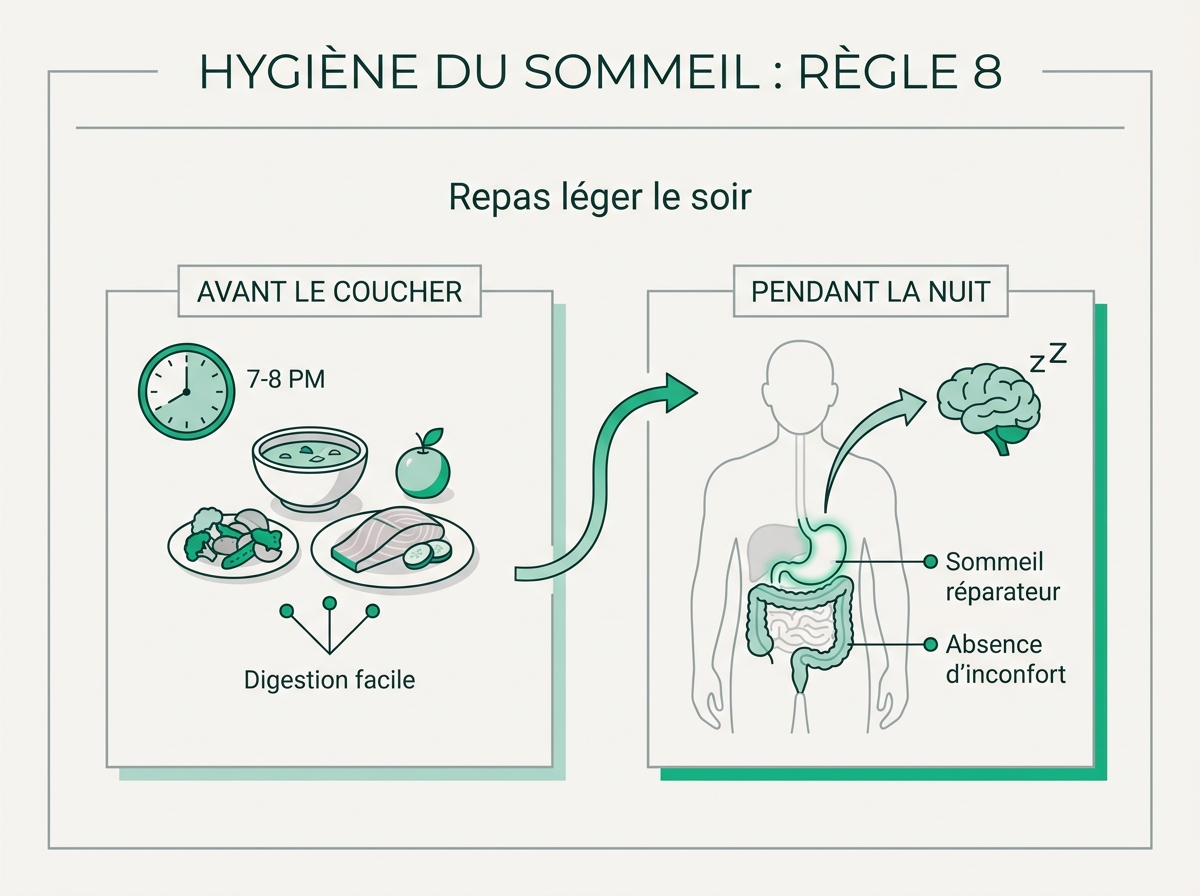 Schéma médical illustrant « 8. Repas léger le soir »