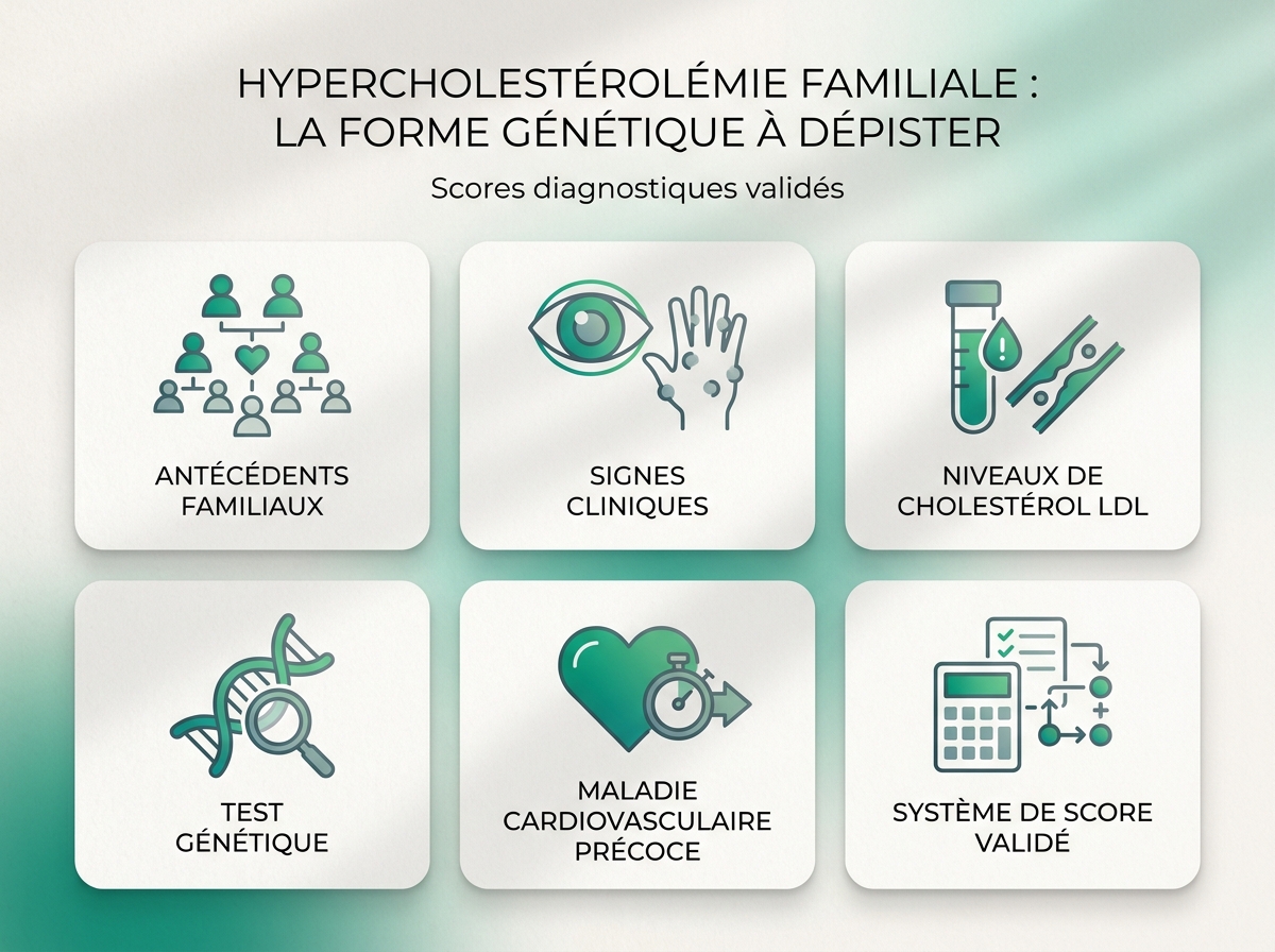 Infographie illustrant les points clés de la section « Scores diagnostiques validés »