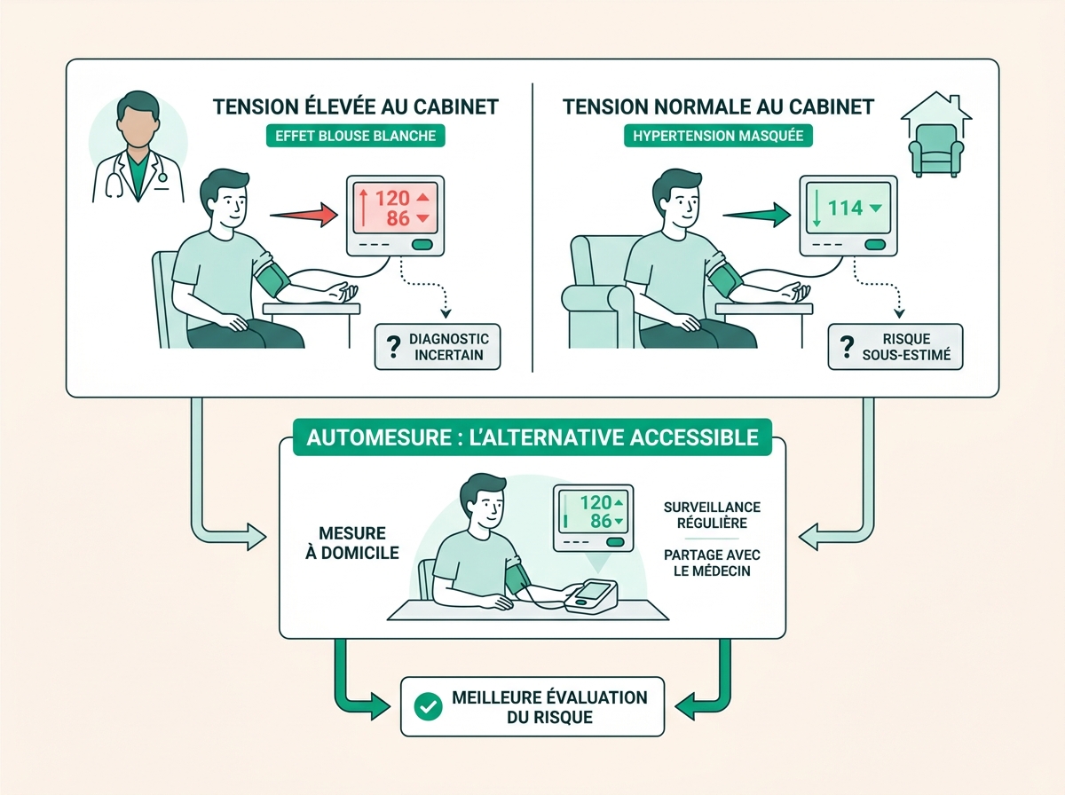 Schéma médical illustrant « Automesure : l'alternative accessible »