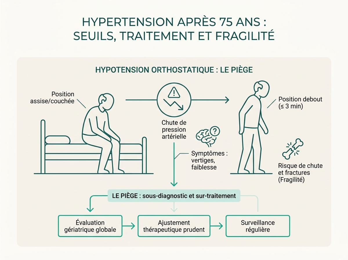 Schéma médical illustrant « Hypotension orthostatique : le piège »
