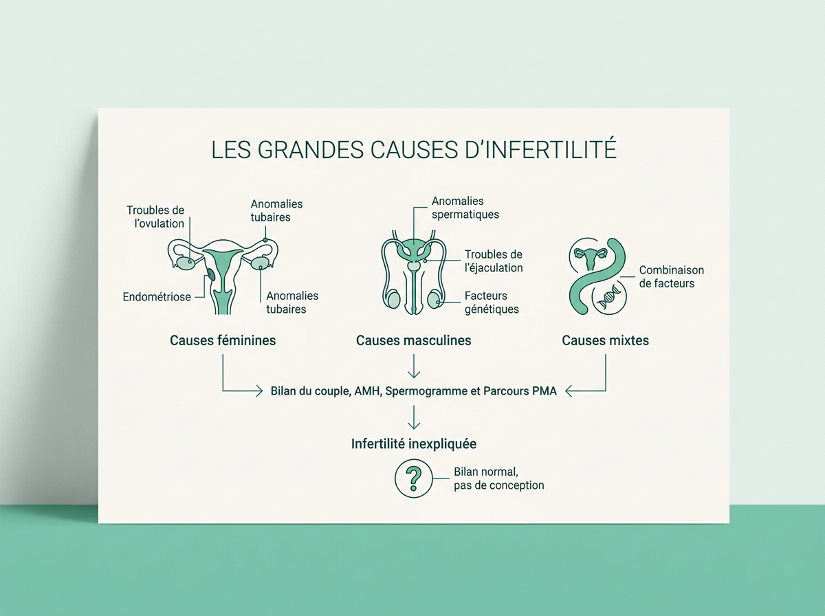 Schéma médical illustrant « Les grandes causes d'infertilité »