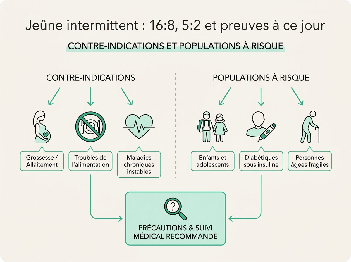 Schéma médical illustrant « Contre-indications et populations à risque »