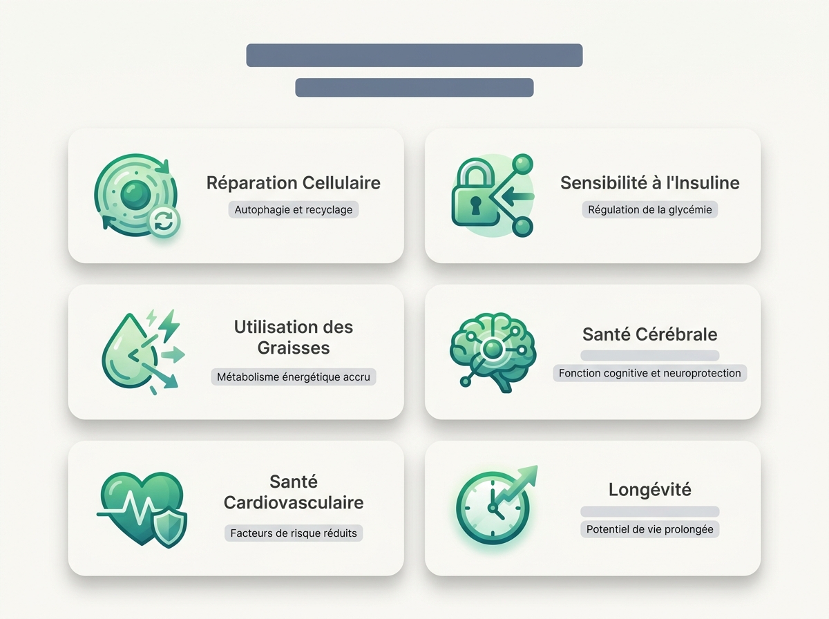 Infographie illustrant les points clés de la section « Les bénéfices métaboliques possibles »