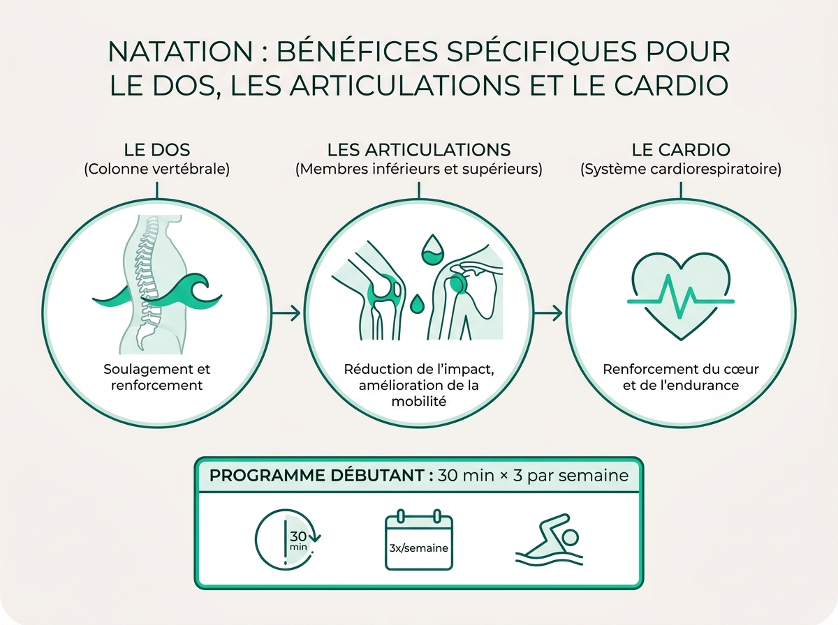 Schéma médical illustrant « Programme débutant : 30 min × 3 par semaine »