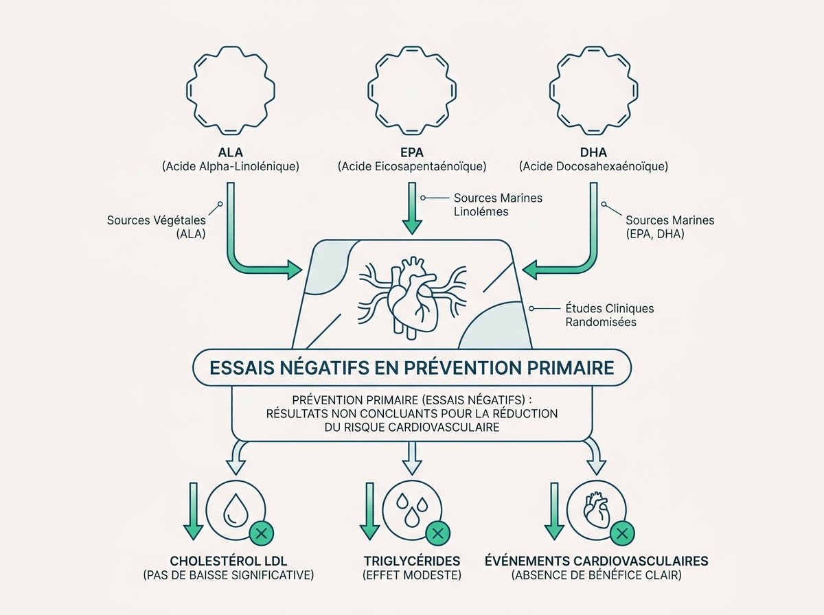 Schéma médical illustrant « Essais négatifs en prévention primaire »