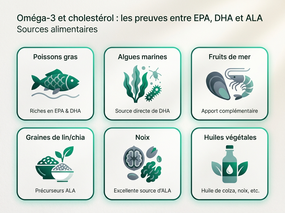 Infographie illustrant les points clés de la section « Sources alimentaires »