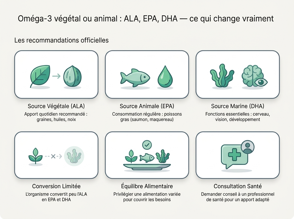Infographie illustrant les points clés de la section « Les recommandations officielles »