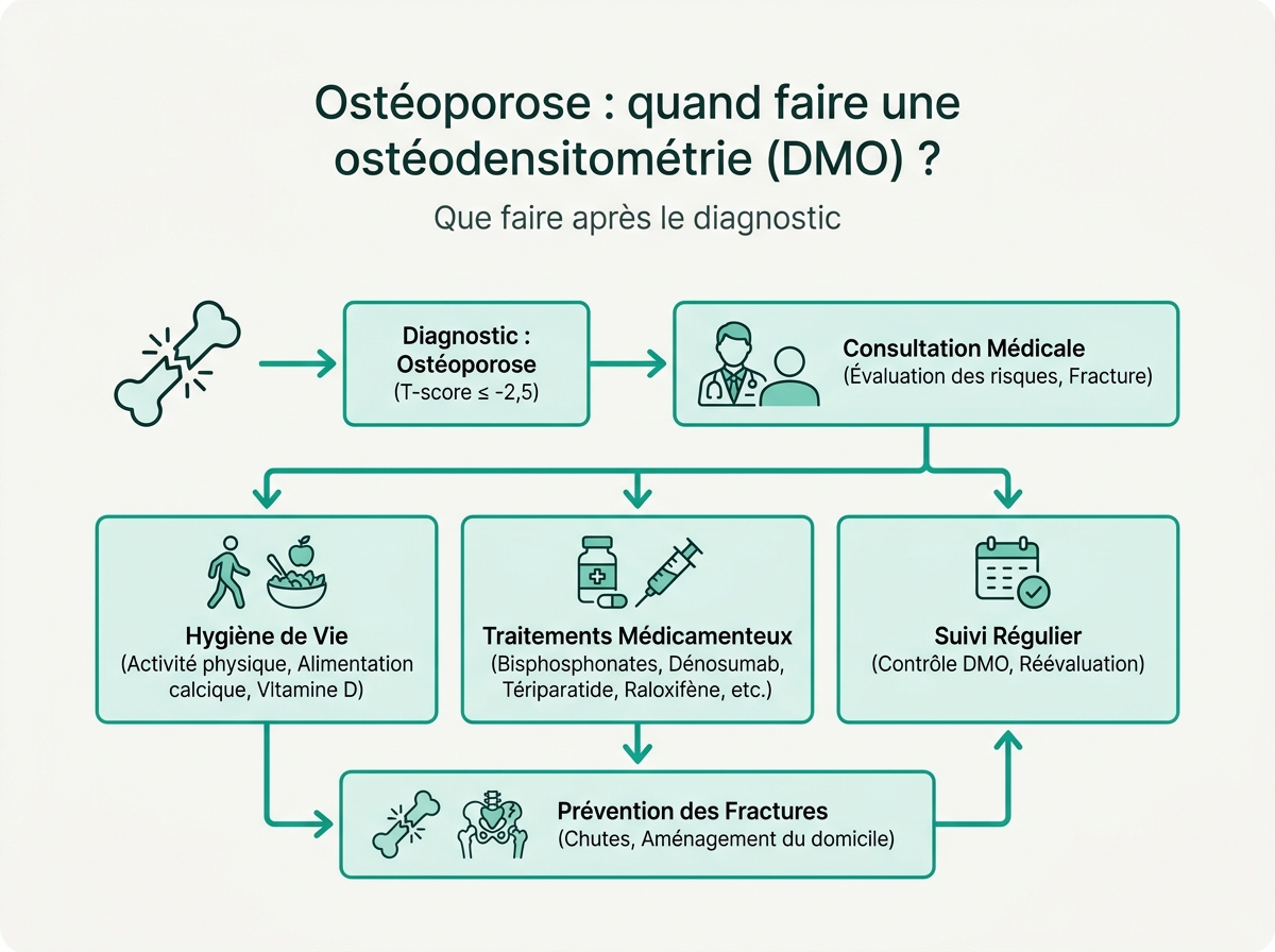 Schéma médical illustrant « Que faire après le diagnostic »
