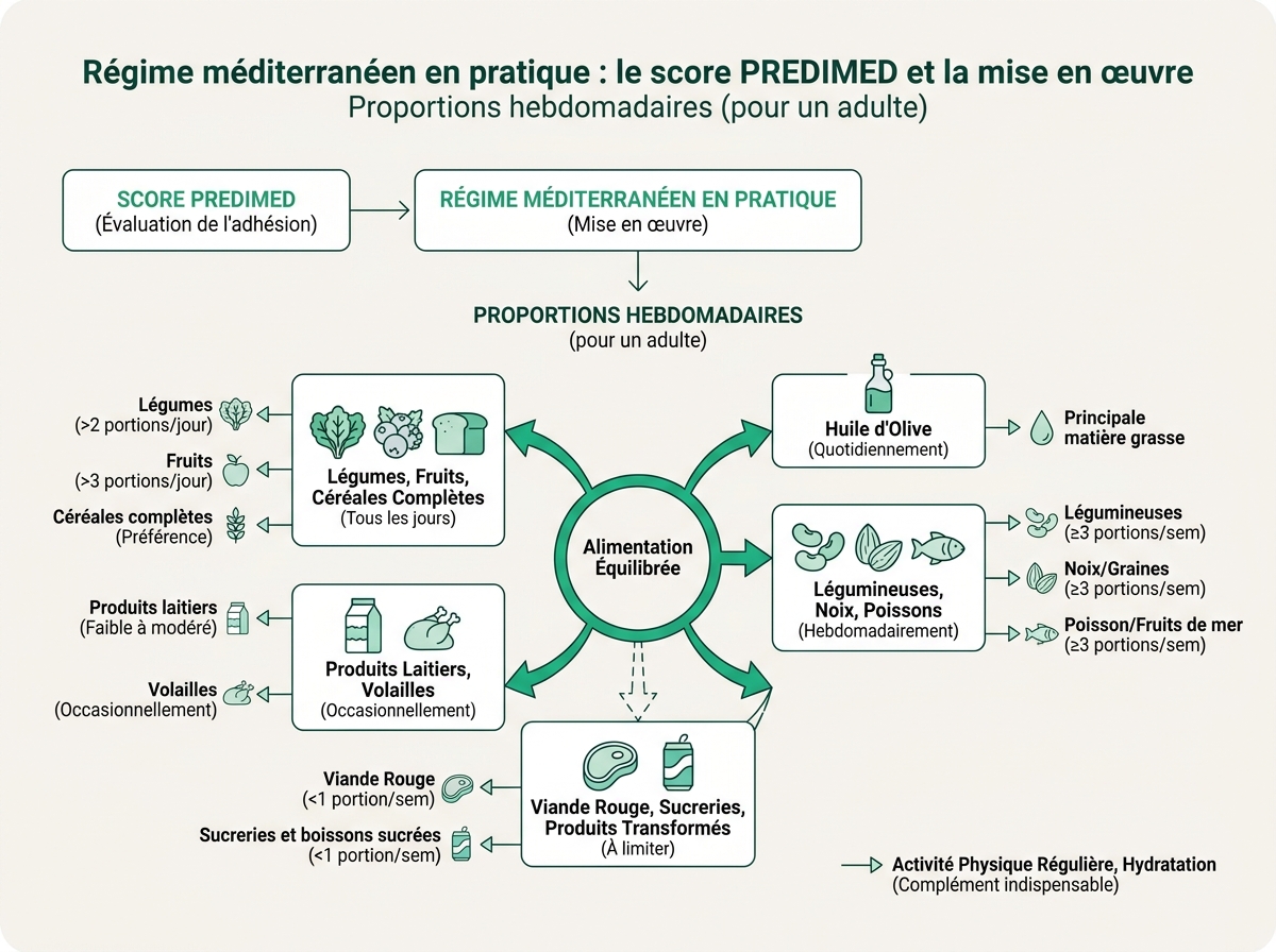 Schéma médical illustrant « Proportions hebdomadaires (pour un adulte) »