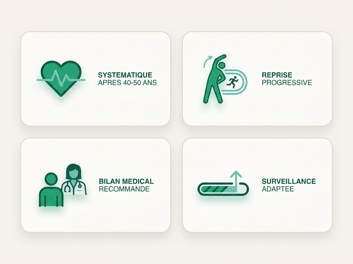 Infographie illustrant les points clés de la section « L'ECG de repos : systématique après 40-50 ans »