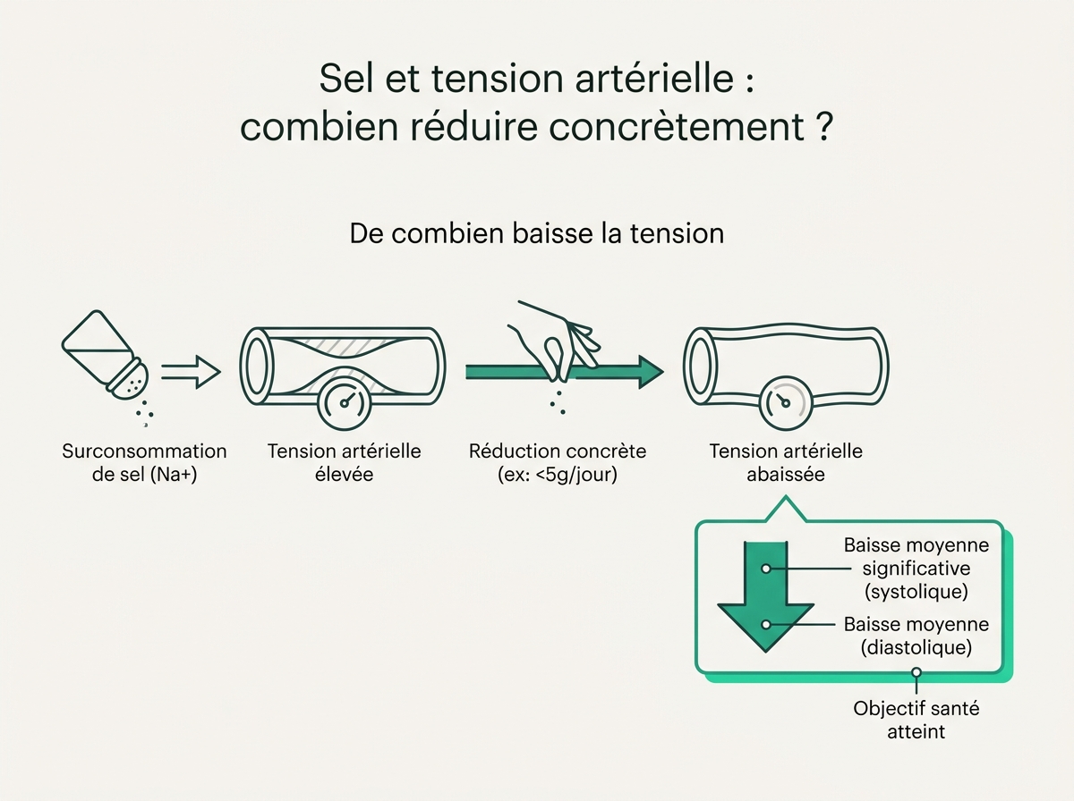 Schéma médical illustrant « De combien baisse la tension »