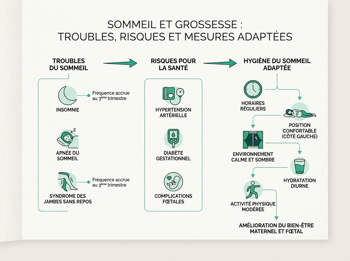 Schéma médical illustrant « Hygiène du sommeil adaptée »