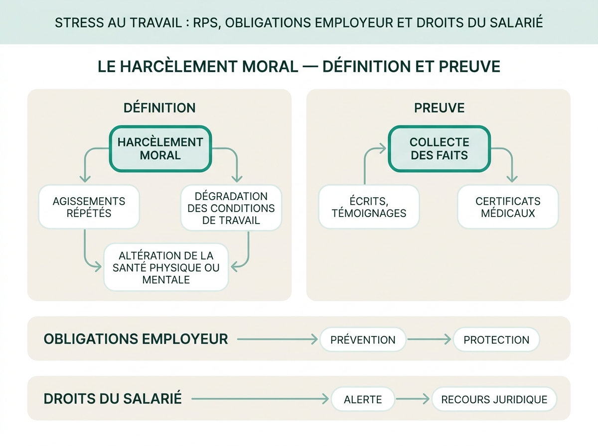 Schéma médical illustrant « Le harcèlement moral — définition et preuve »