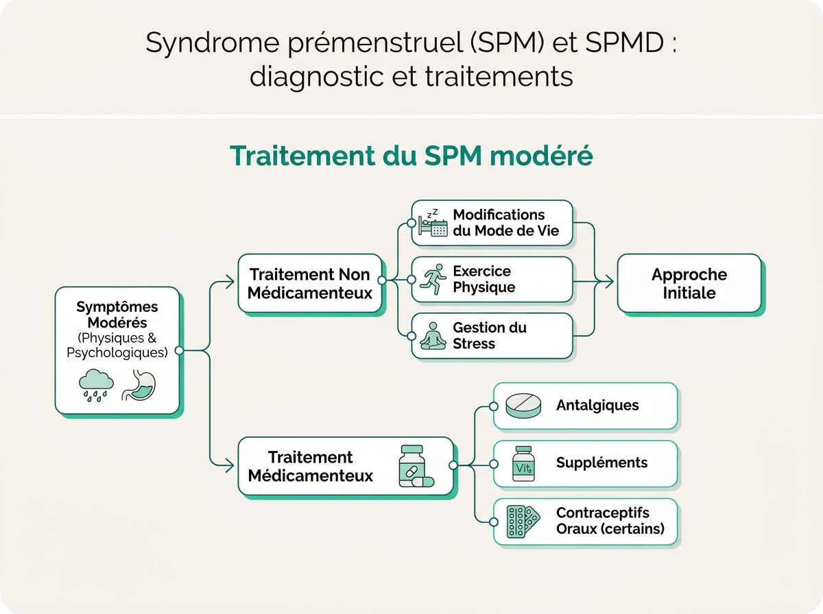 Schéma médical illustrant « Traitement du SPM modéré »