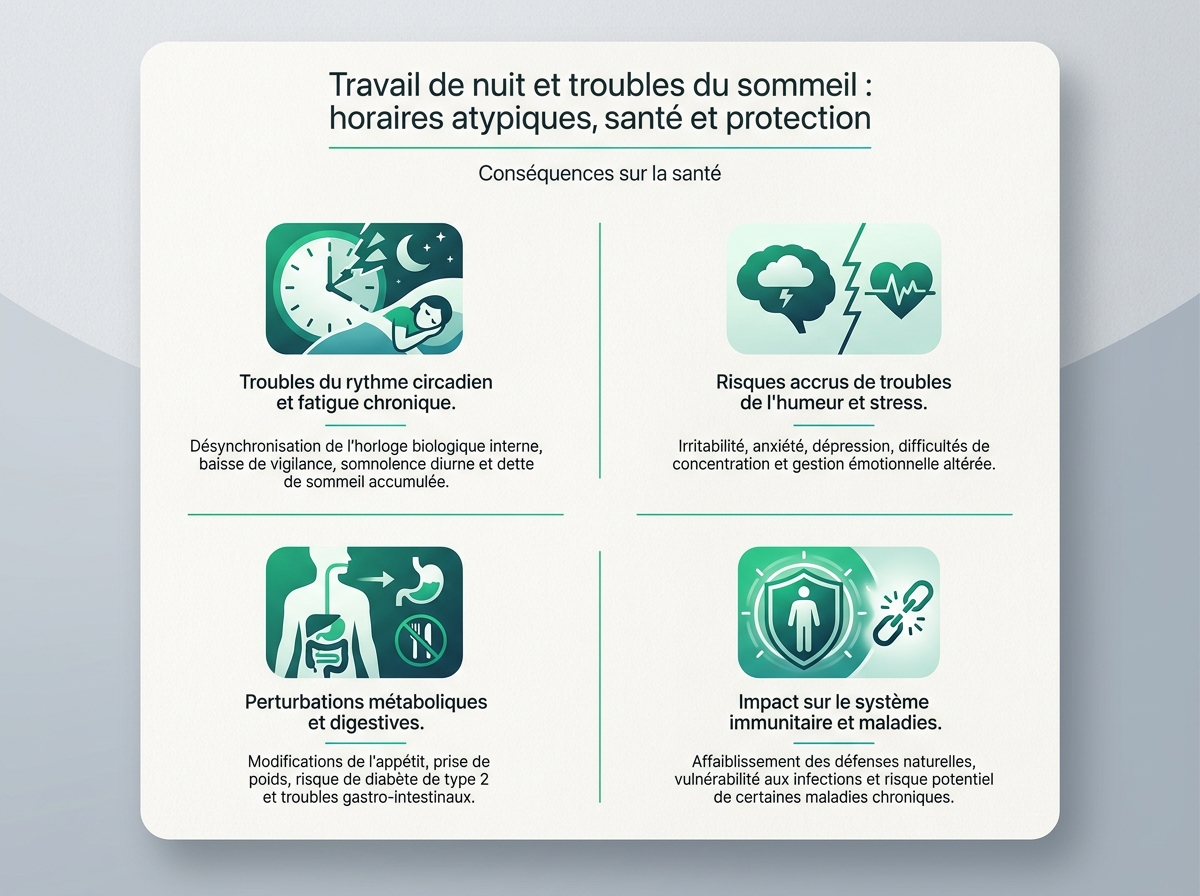 Infographie illustrant les points clés de la section « Conséquences sur la santé »