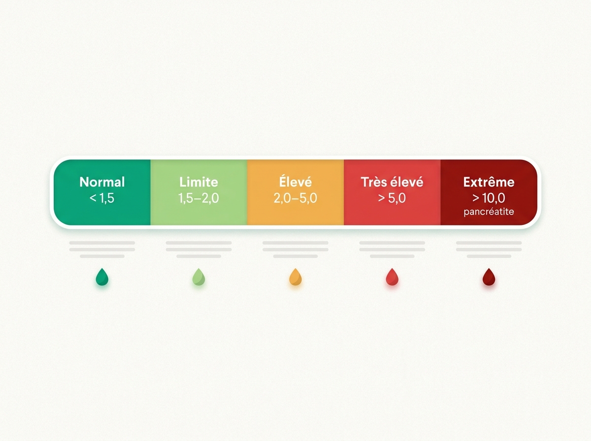 Infographie des seuils de triglycérides selon l'ESC/EAS 2019 : normal, limite, élevé, très élevé, extrême