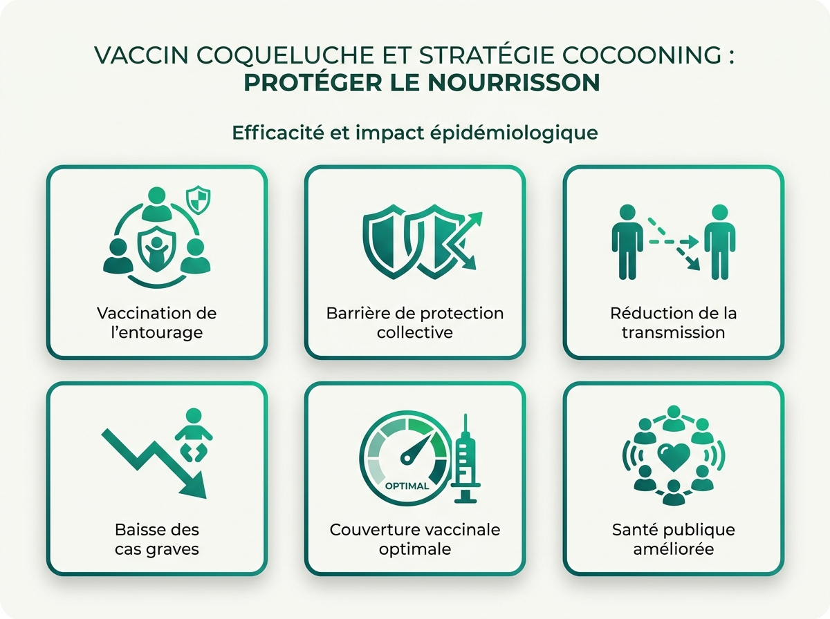 Infographie illustrant les points clés de la section « Efficacité et impact épidémiologique »