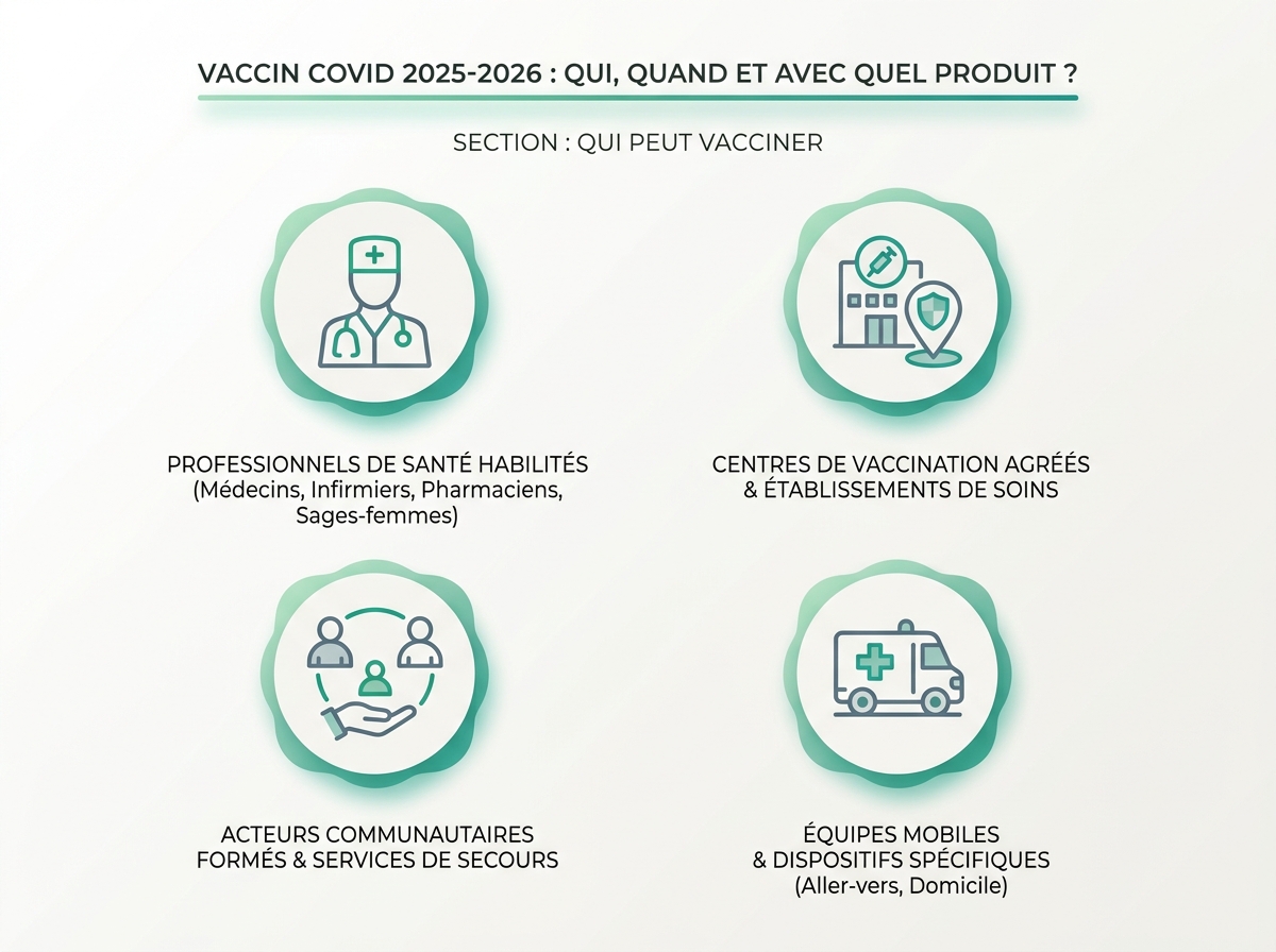 Infographie illustrant les points clés de la section « Qui peut vacciner »