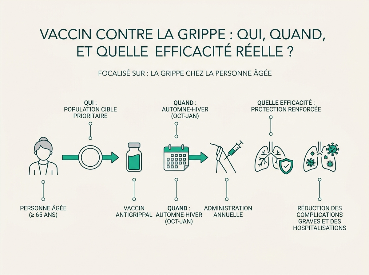 Schéma médical illustrant « La grippe chez la personne âgée »