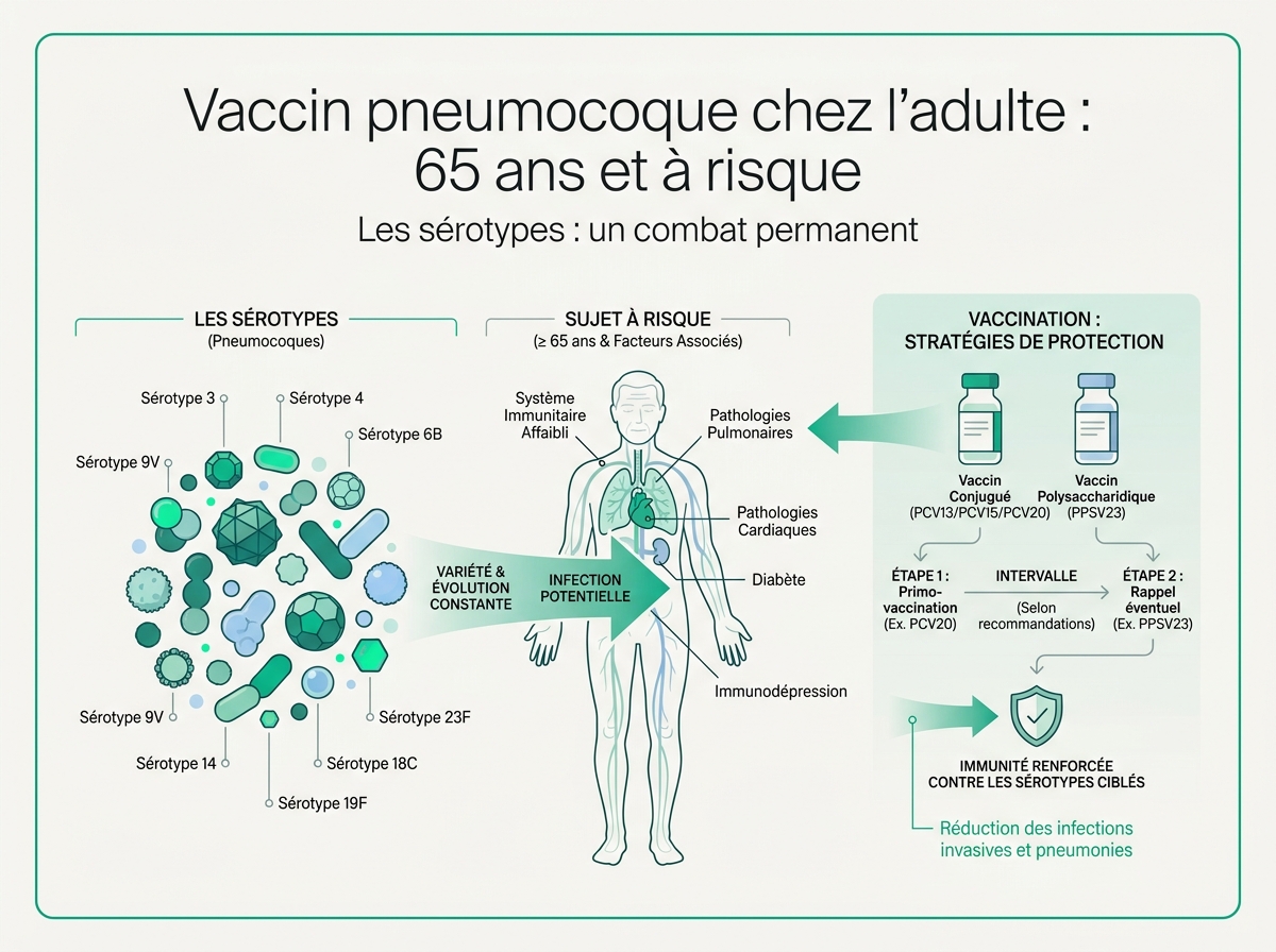 Schéma médical illustrant « Les sérotypes : un combat permanent »