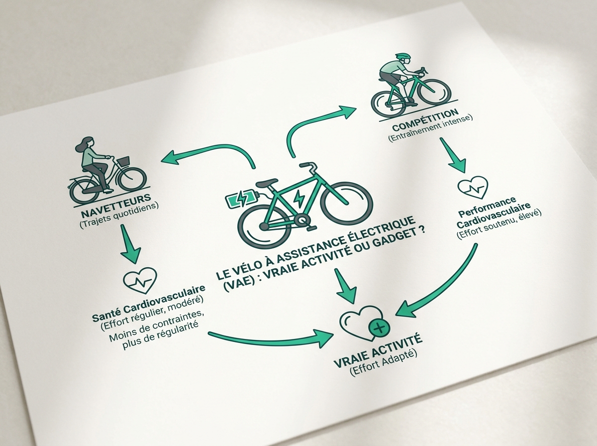 Schéma médical illustrant « Le vélo à assistance électrique (VAE) : vraie activité ou gadget »
